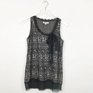 Cabi Emily Lace Overlay Tank Top Black